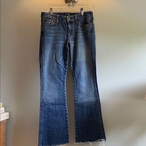 7 For All Mankind Denim Washes Dark Blue Flare Jeans